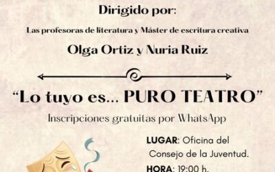 El CJCC presenta la segunda edición del Taller de Escritura Creativa con el tema “Lo tuyo es… puro teatro”