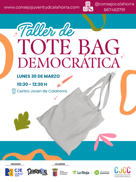 El CJCC colabora con un taller gratuito de Tote Bag del Consejo de la Juventud de España en Calahorra